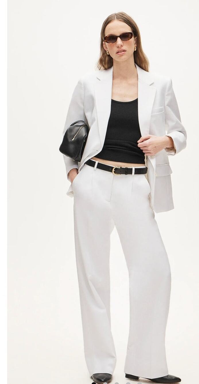 NWT J. Crew Petite Essential Wide-Leg Pant In Gramercy Linen Blend White P0